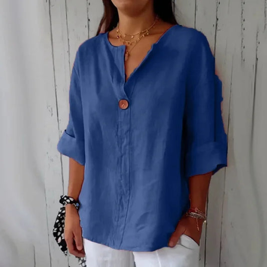 Mira™ | Liv – Avslappnad linneskjorta med knappdetalj